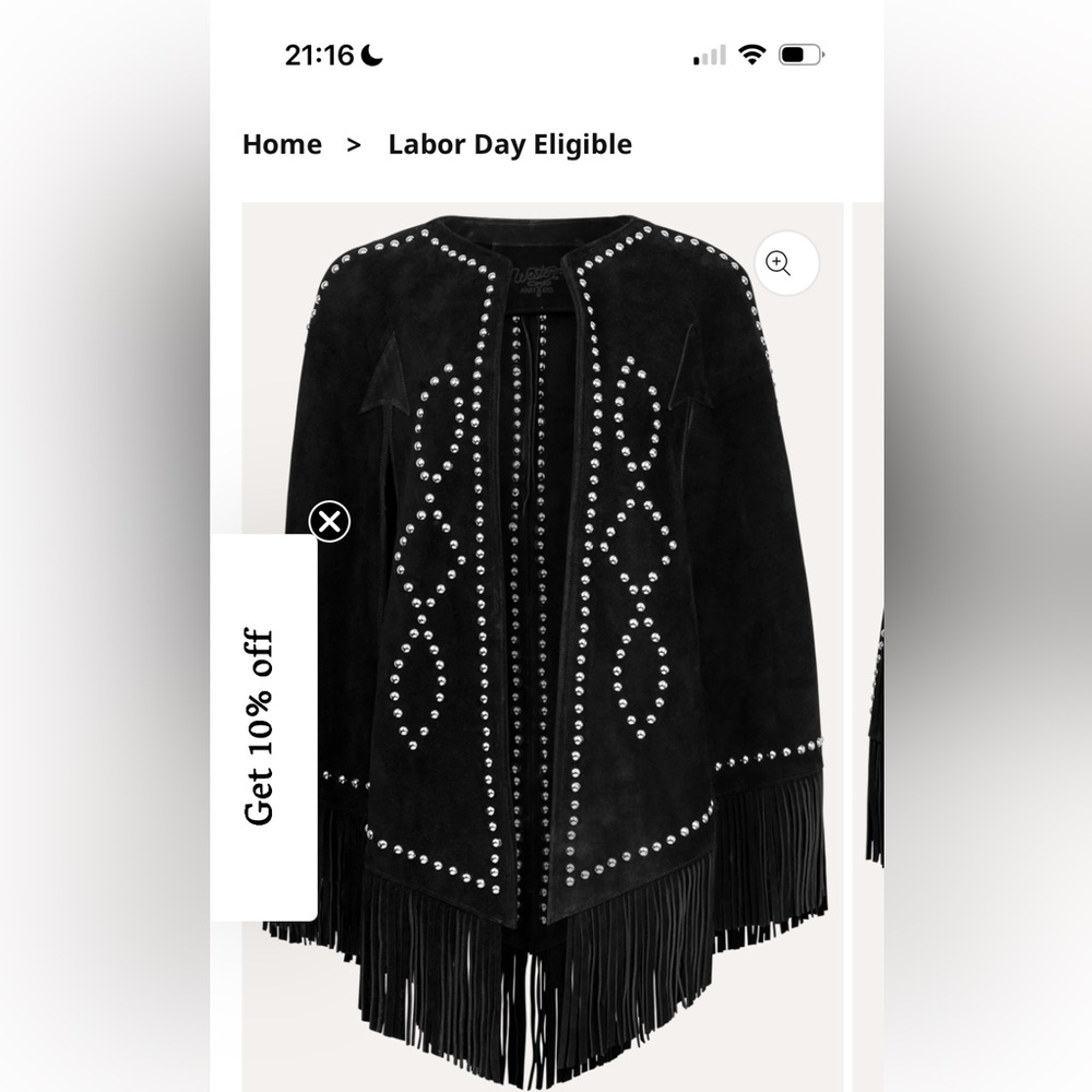 Western & Co Black Studded Cape